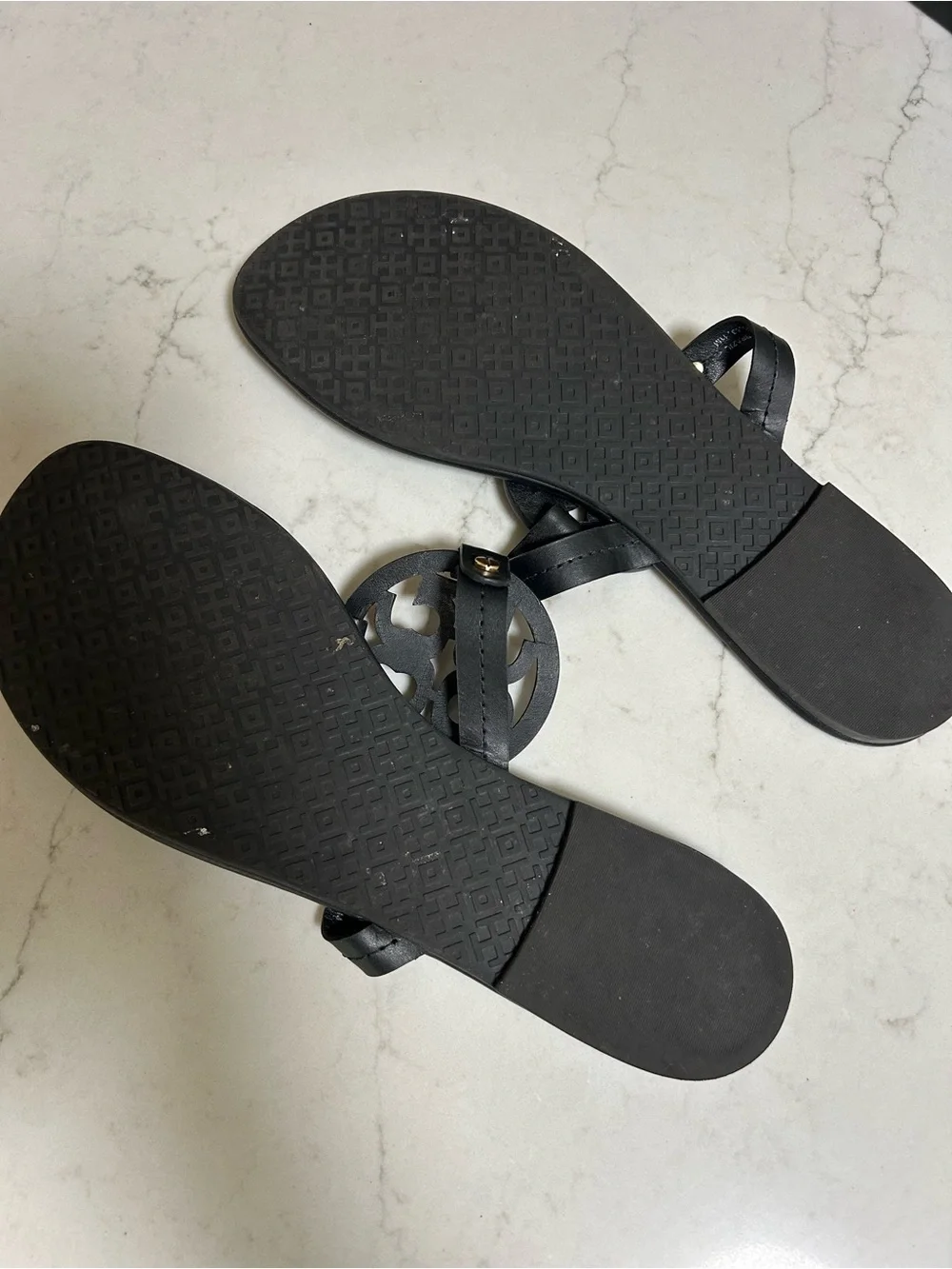 Tory Burch Black Miller Logo Thong Sandals